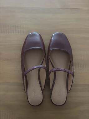 Madewell The Greta Ballet Flat Mule in Patent Leather Deep Merlot Size 7